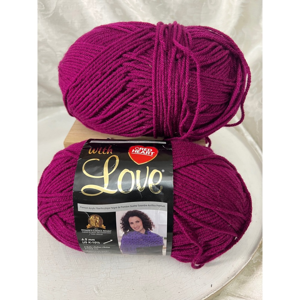 Red Heart With Love Boysenberry Purple Acrylic Yarn 2 Skeins 6oz 315yd E400B